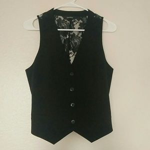 Express black suit vest with lace back